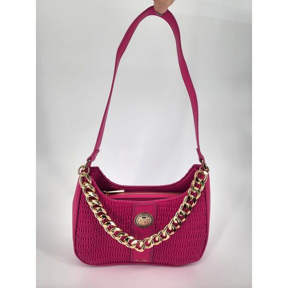 Aldo Barbie Pink Faux Leather Ruched Shoulder Bag - Picture 7 of 13